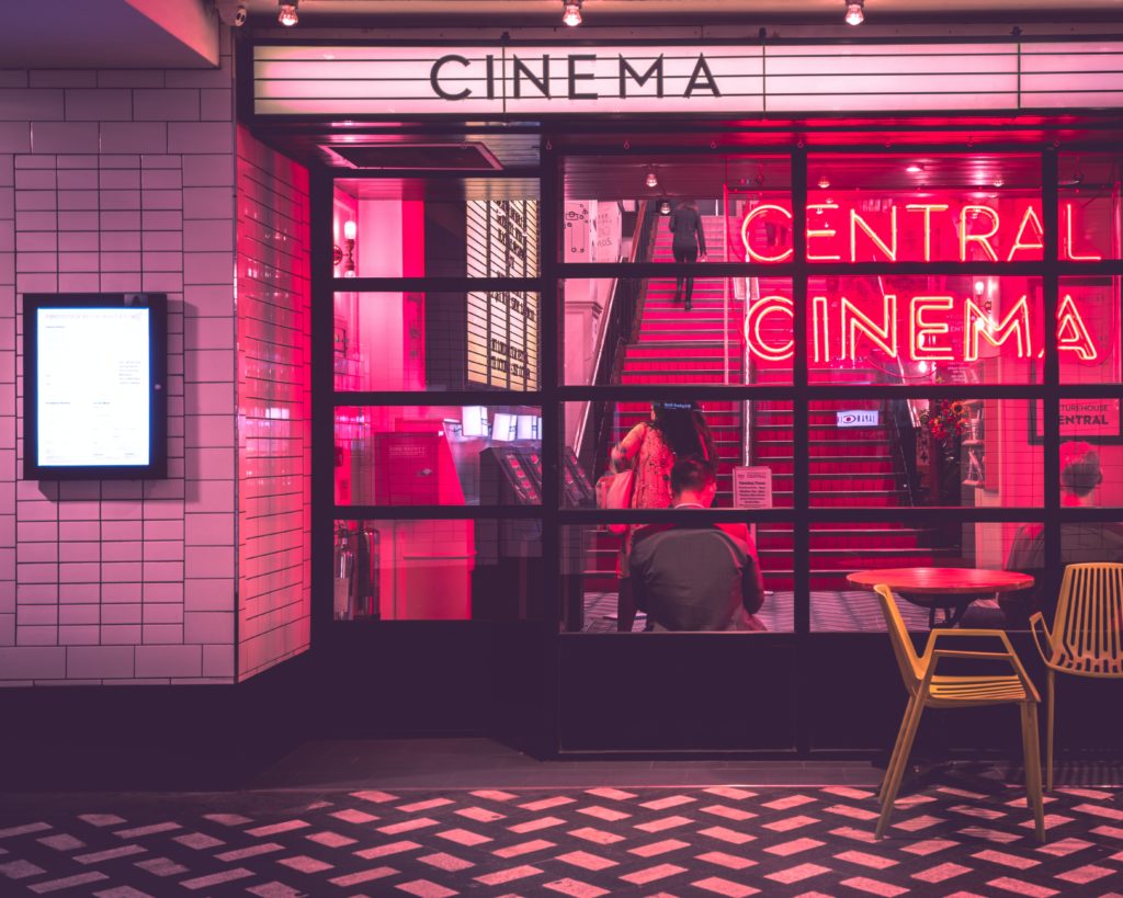 front of a cinema bar