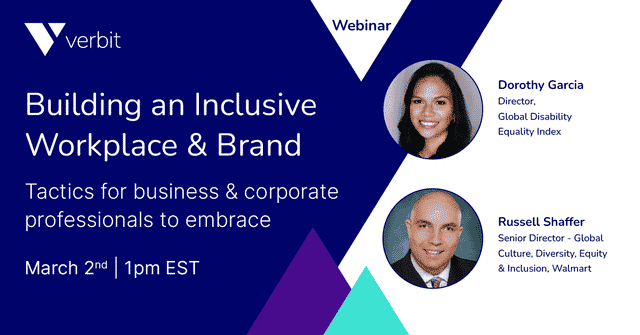 Building an inclusive workplace and brand slide with pictures of 2 people