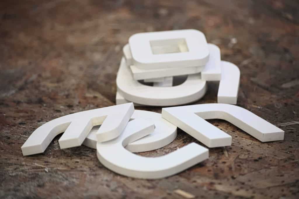 3d cutouts of different letters