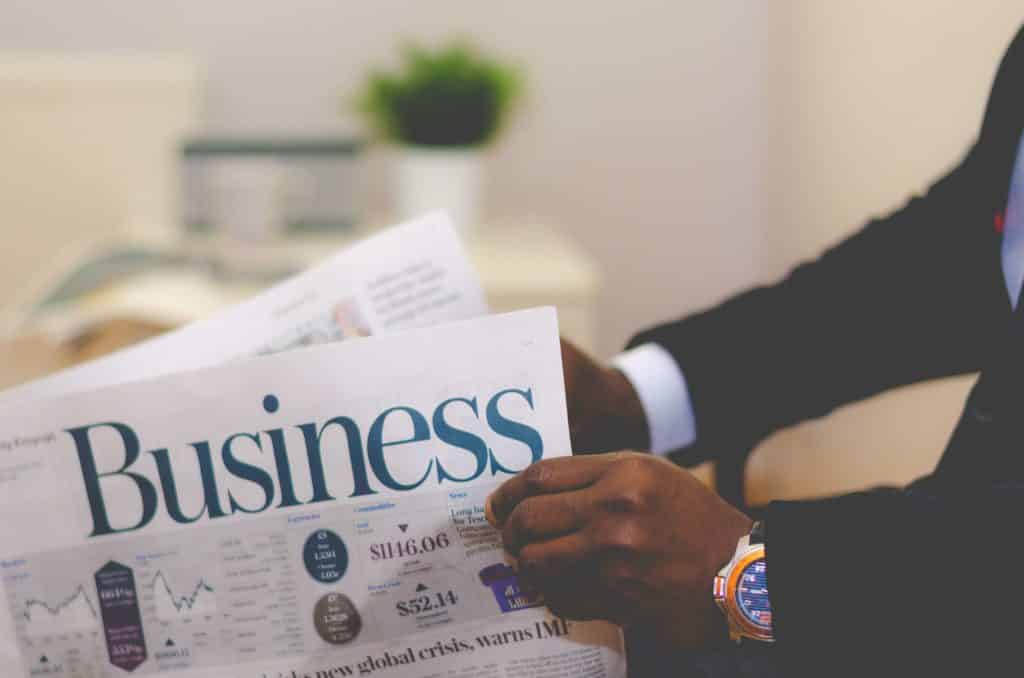 Business Newspaper held by a person