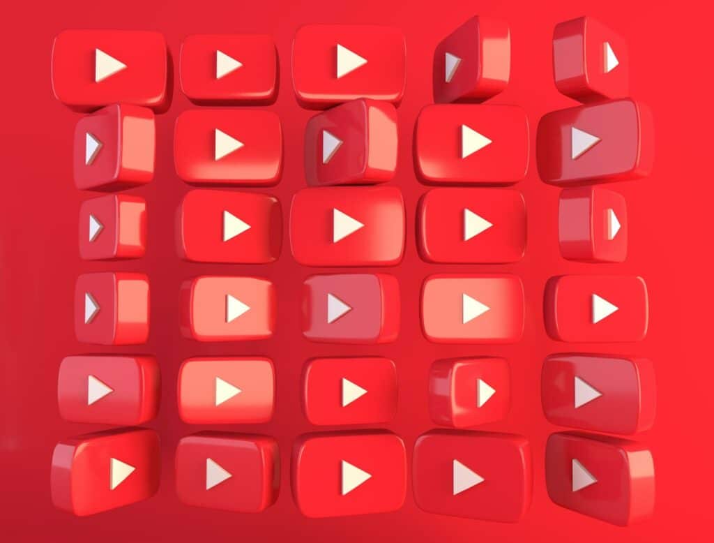 grid of rotating youtube app icons
