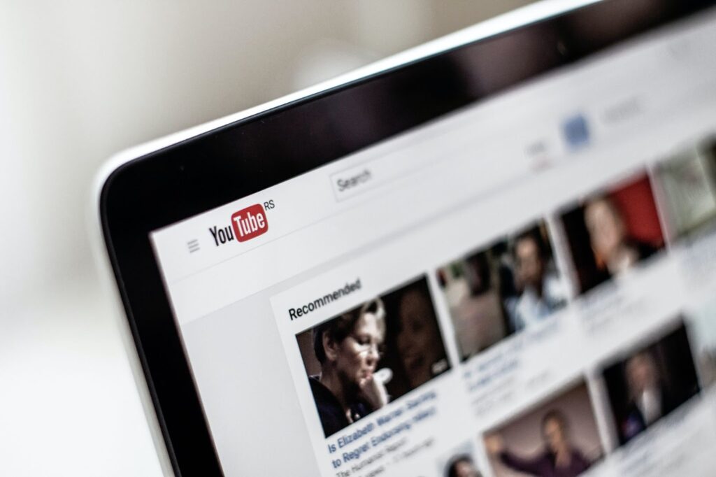 close up image of a computer focused on the youtube application