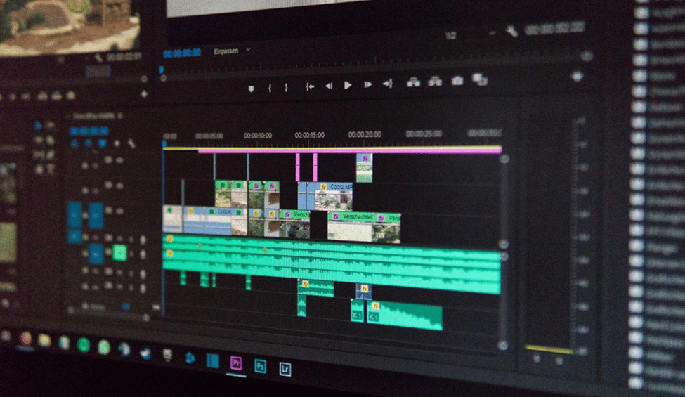 audio video editing software displayed on a monitor with scc file format