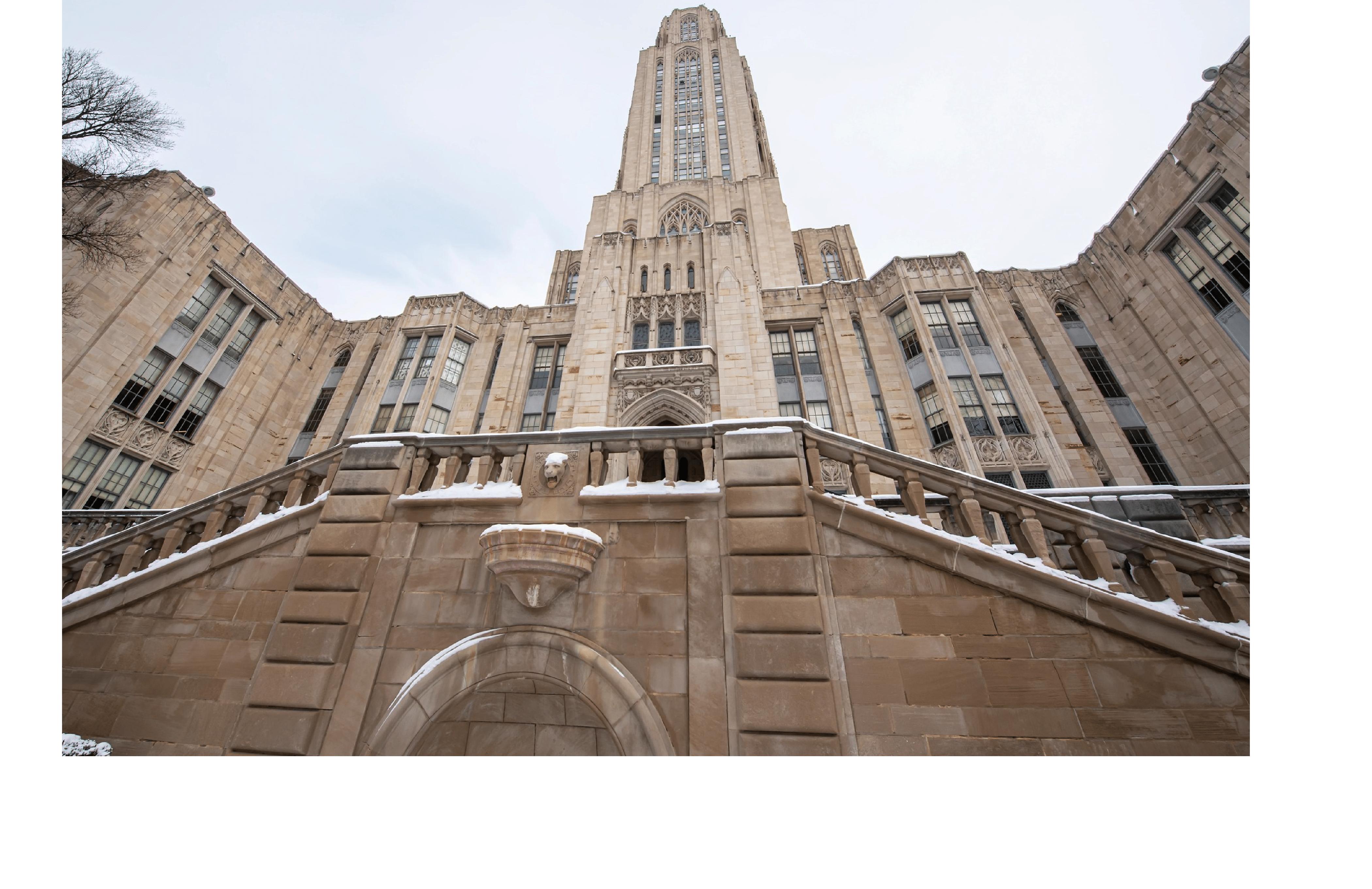 A tall building on the University of Pittsburgh campus