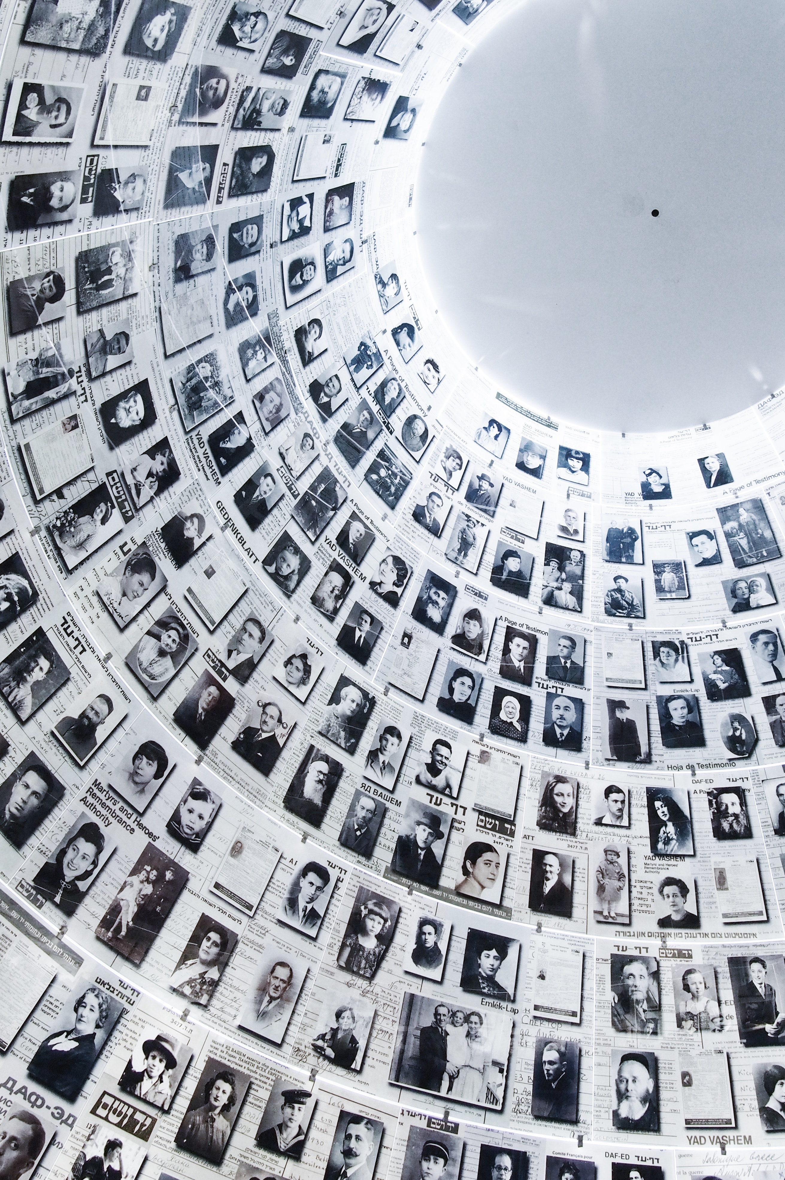 Image of black and white photos of Holocaust victims