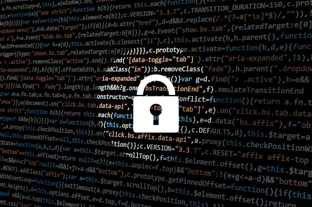 image of a lock over data on a screen