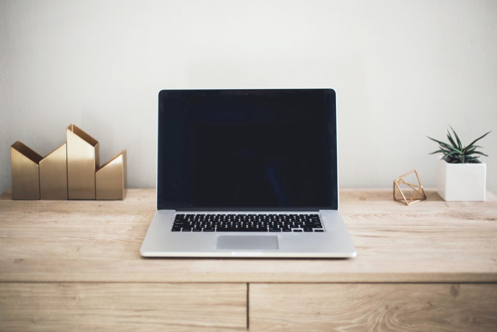 laptop on a table