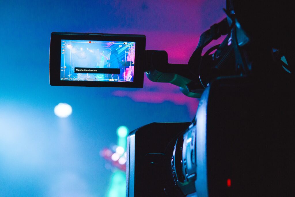 camera capturing a band performance