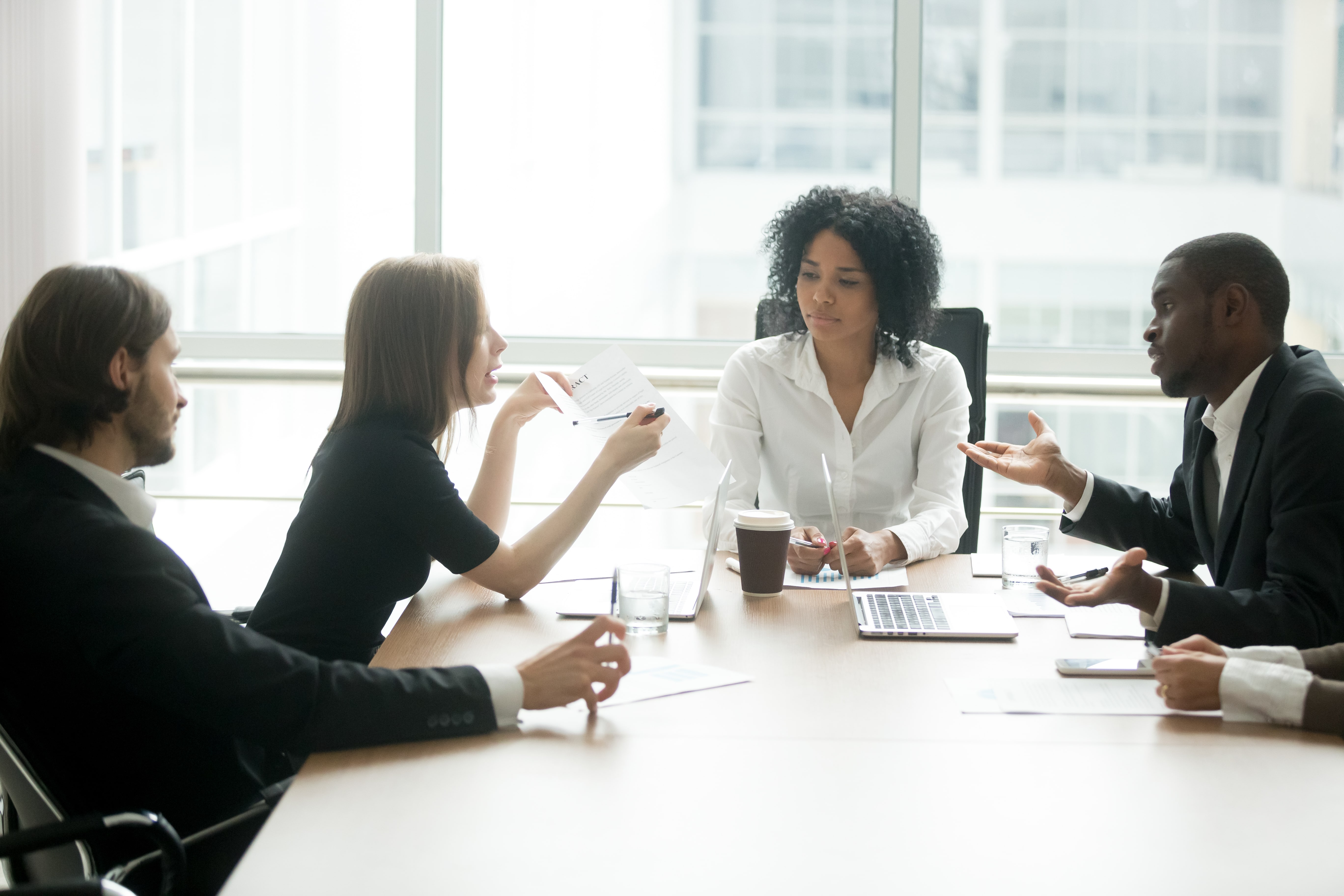 lawyers speaking in an office