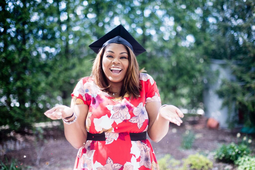 a young woman in a graduation cap