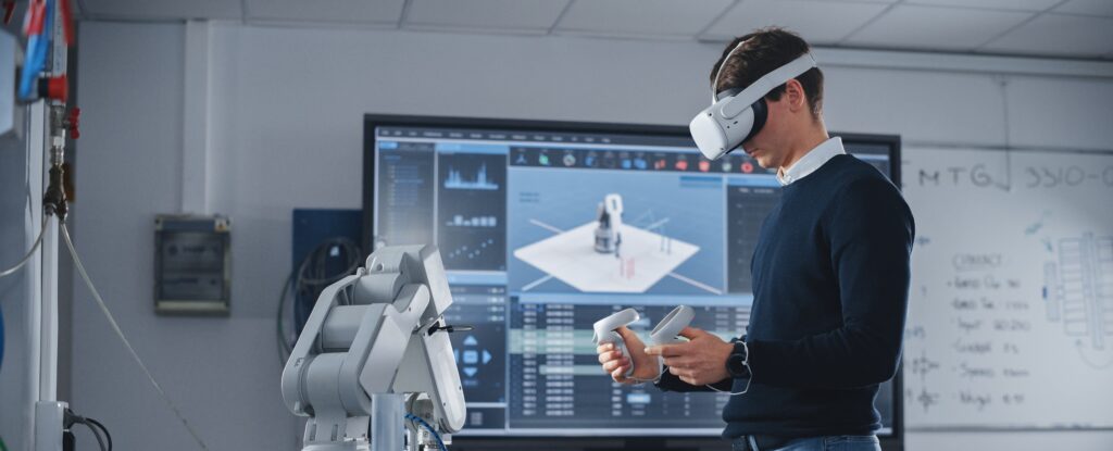 engineering student using AR technology