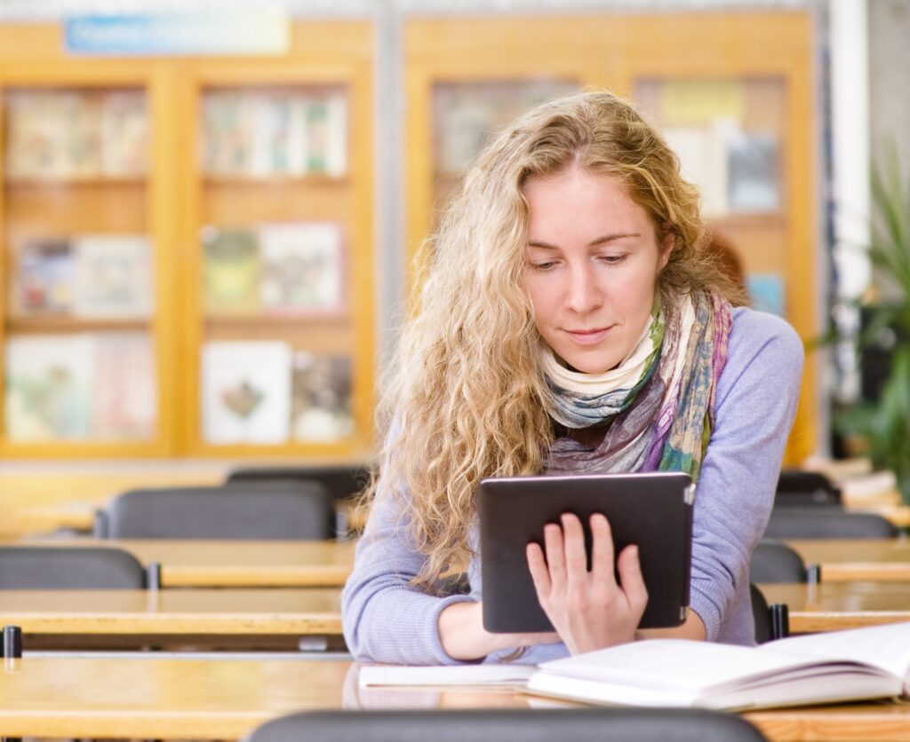 a girl using a tablet