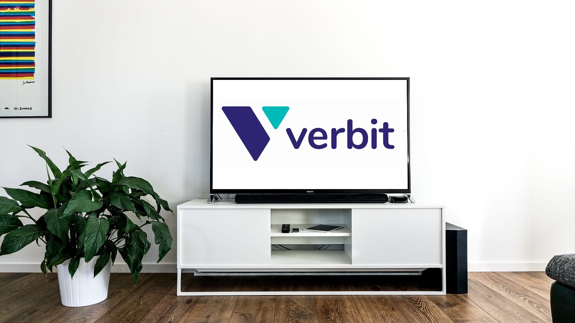 A television screed with the Verbit logo displayed in blue letters