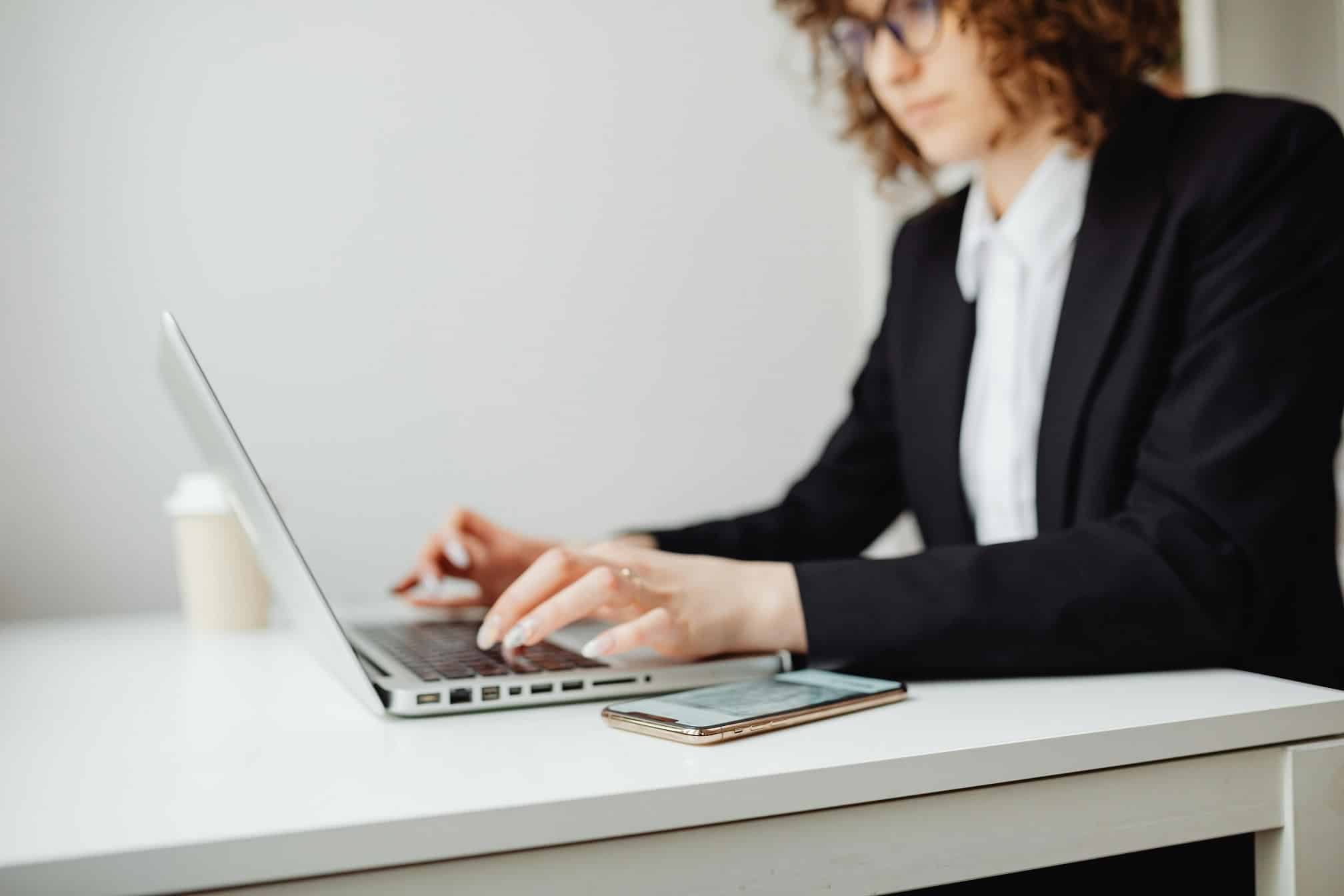 Woman working on a laptop