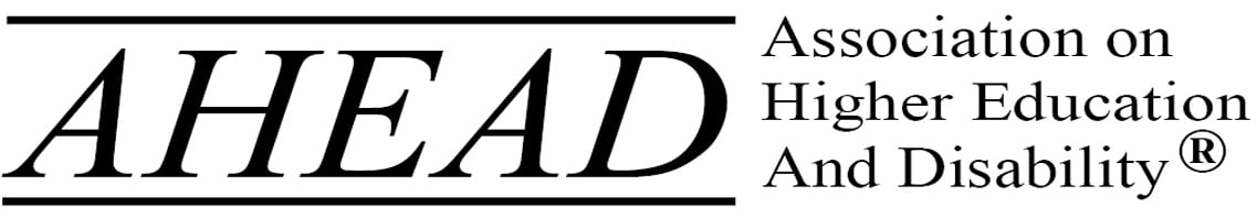 AHEAD logo. AHEAD Association on Higher Education and Disability.