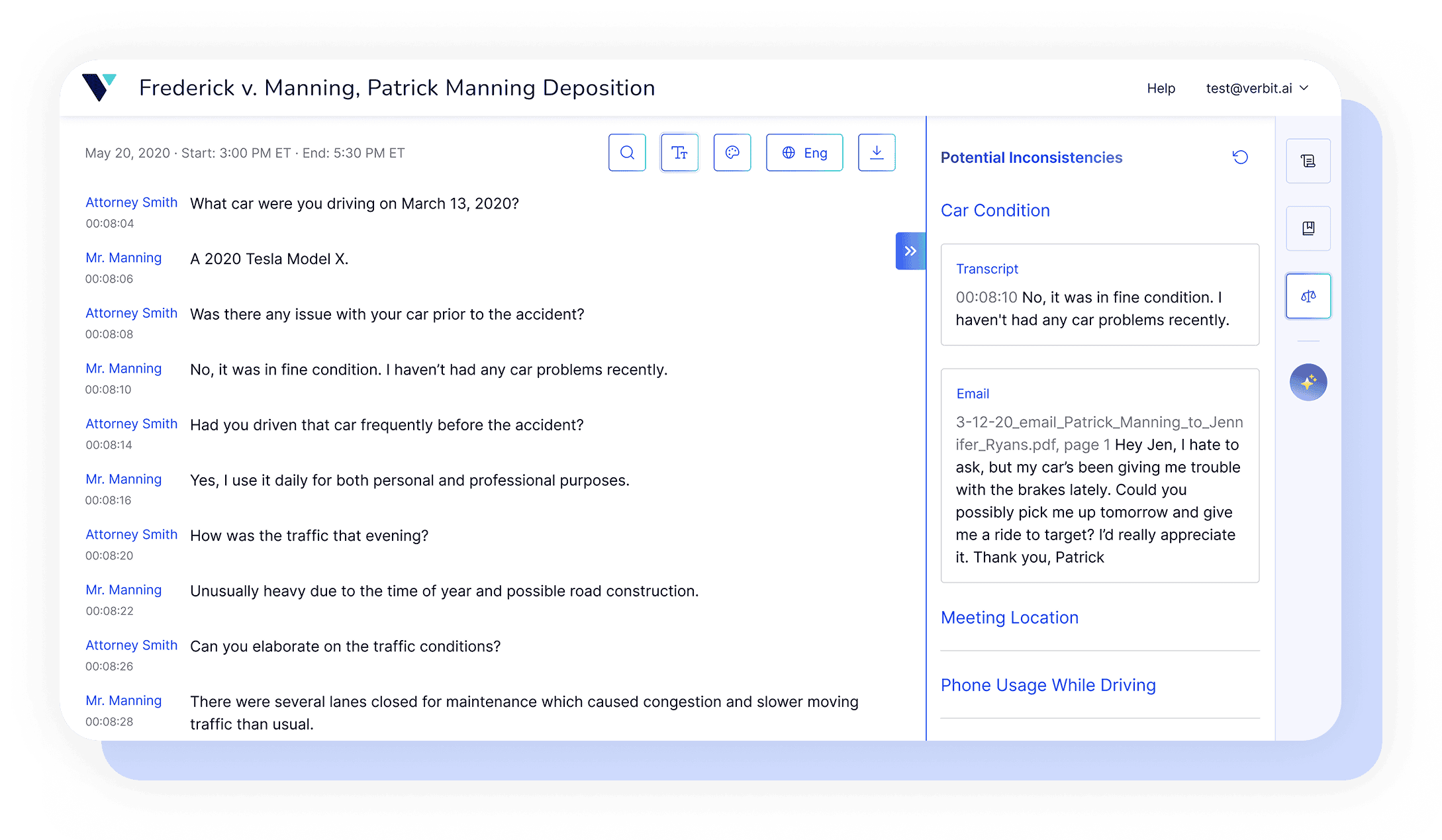 Example of Legal Visor deposition involving personal injury