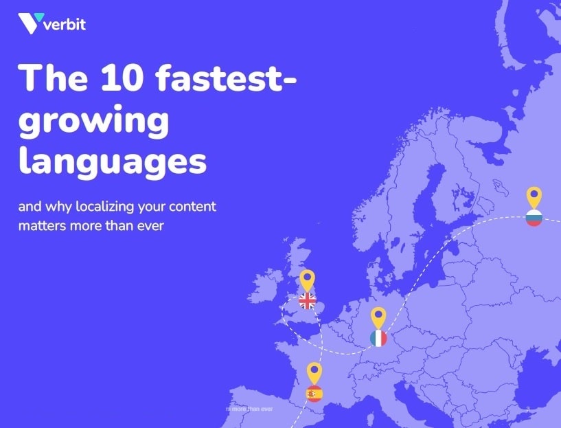 A map of western europe against a blue background with the words 
