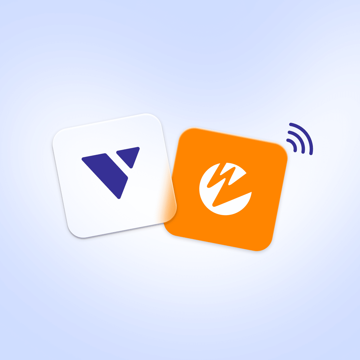Graphic with blue background shows two squares each featuring a company logo for Verbit and for Wowza in orange