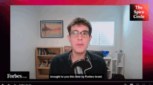 The Spiro Circle sponsored by Forbes Israel video is shown featuring James Spiro a young man with glasses and brown hair as he introduces the talk with Verbit CEO Yair Amsterdam