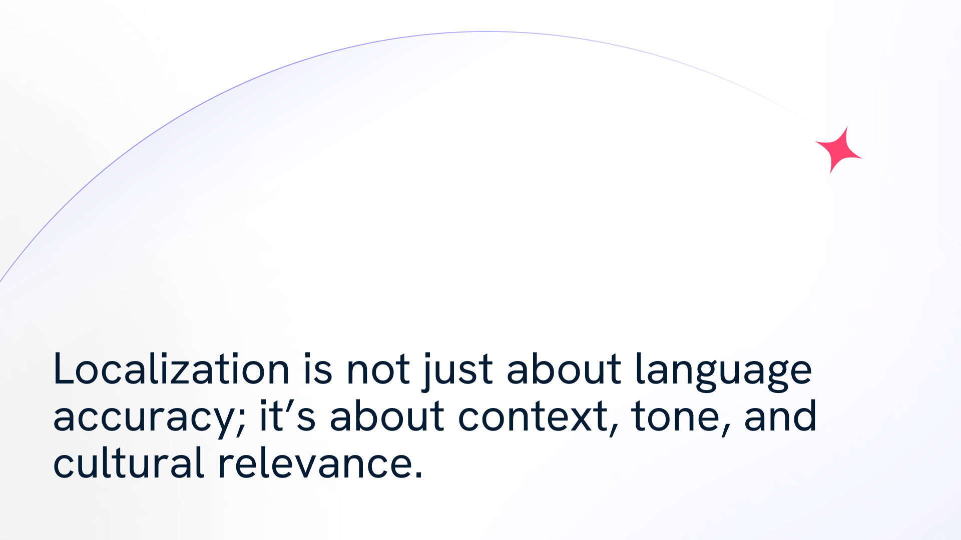 Infographic reads: Localization is not just about language accuracy; it’s about context, tone, and cultural relevance.