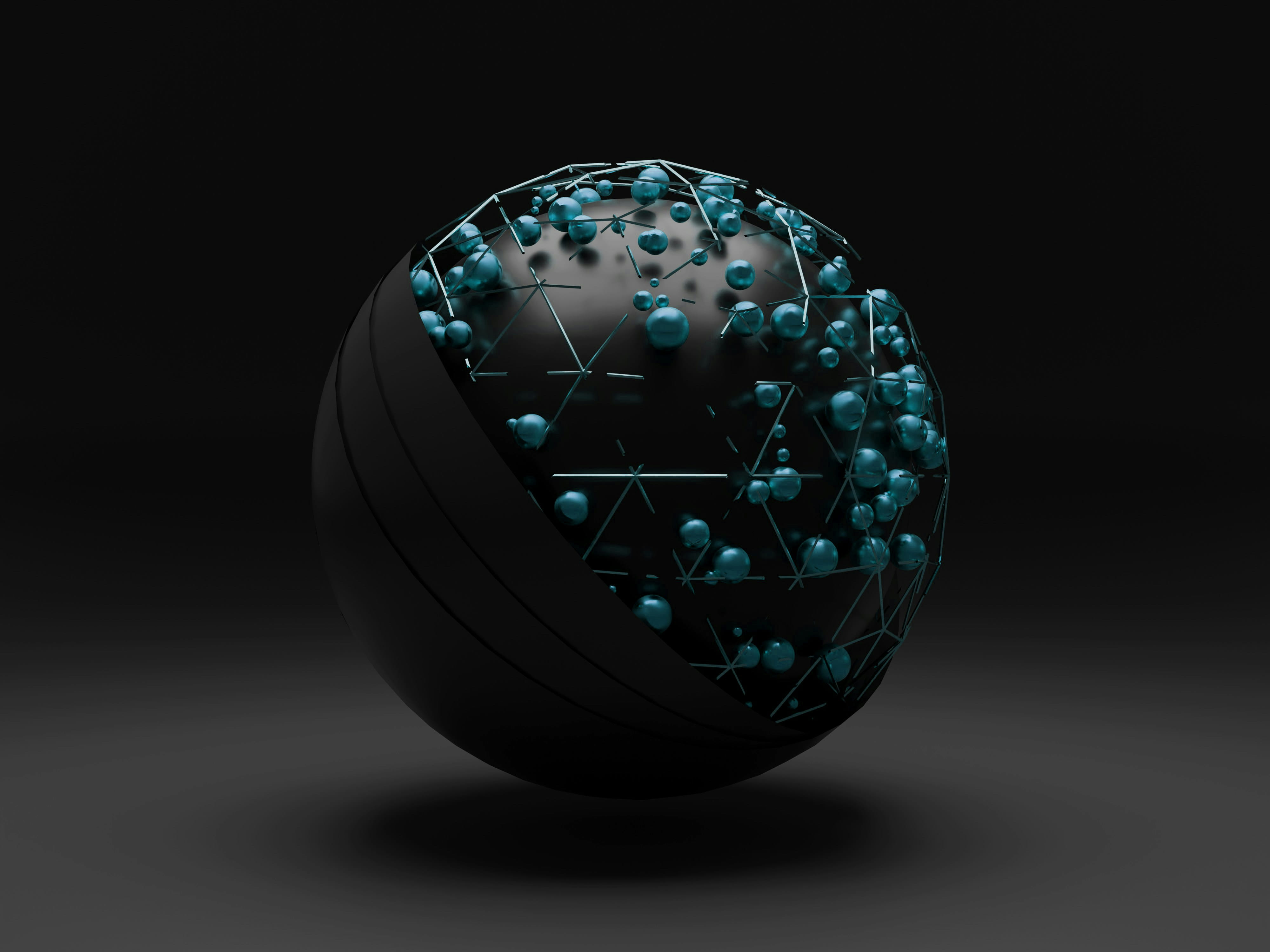 Dark globe with blue location nodes on it to represent localization