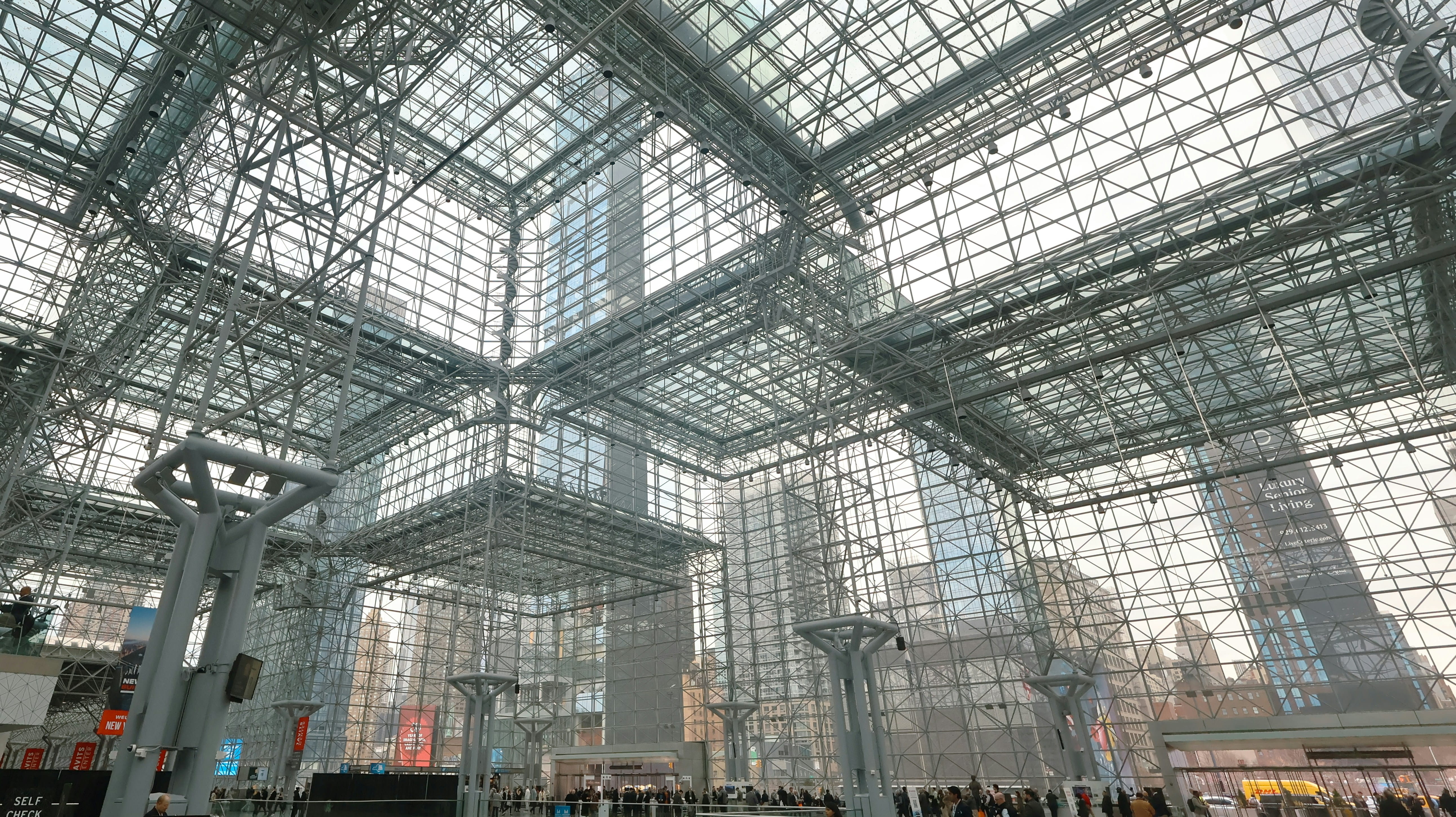 Ceiling and glass panels of the Javits Center building in New York where Legalweek 2026 took place